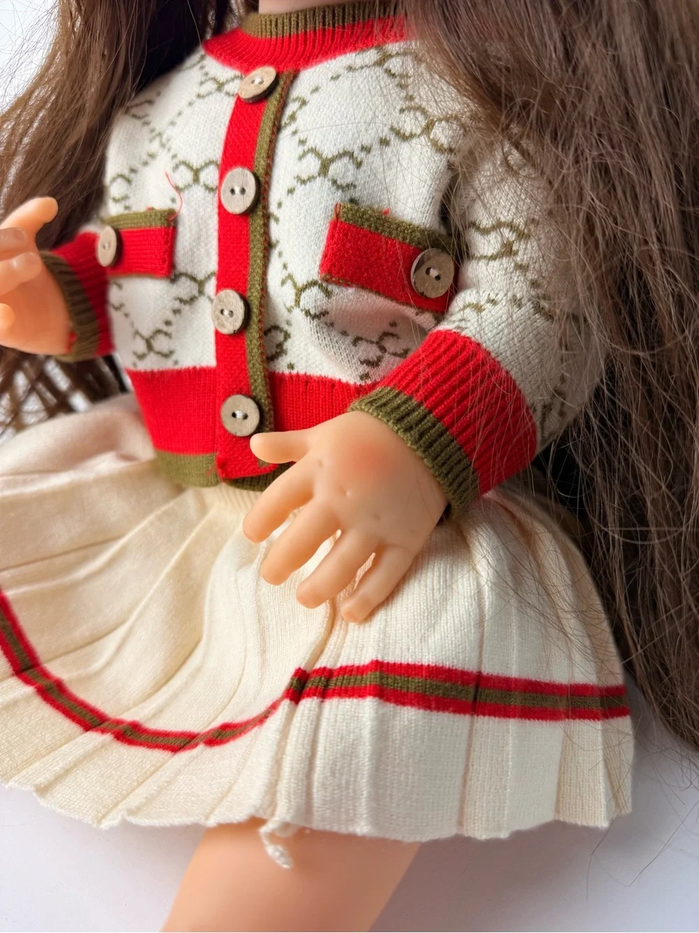 Lifelike Reborn Baby Girl Doll Long Brunette Hair Realistic